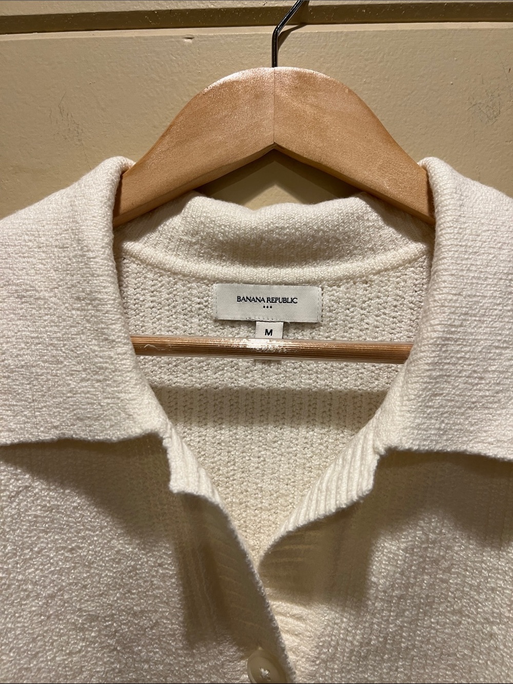 Banana Republic Ivory Short-Sleeve Button Front Knit Shirt - Picture 2 of 4